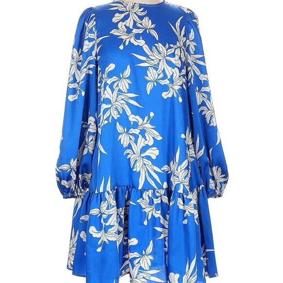 Alexis for Target Blue Floral Mini Dress | Balloon Sleeves & Rope Belt | Size M - Picture 6 of 8